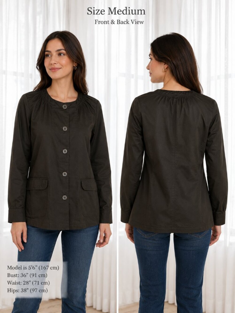 BEVERLY HILLS UNIFORMS NWT Long Sleeve Button-Up Brown Jacket M